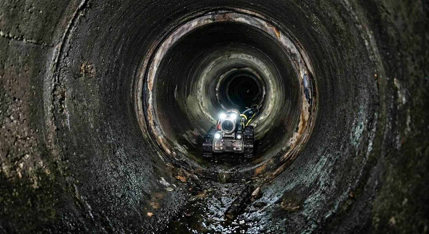 Robotic sewer camera inspecting pipe interior for Drain Snake Service in Pinellas Park